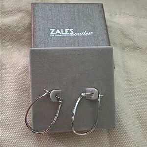 Zales sterling silver irregular hoop earring with diamond accents